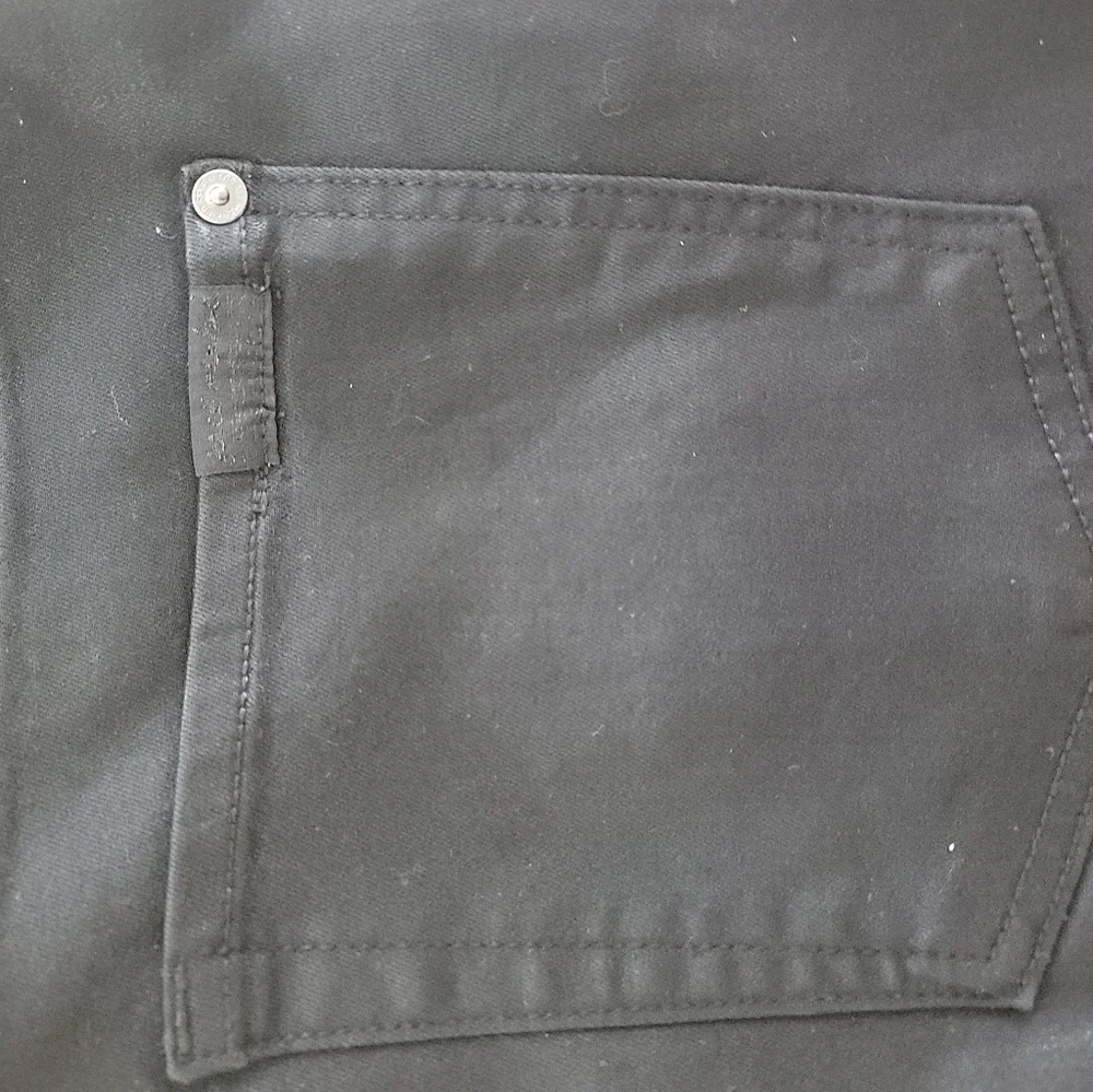 7 For All Mankind Skinny Jean Black Shimmer Ankle Crop Soft Stretch Pant 32 - Picture 3 of 4